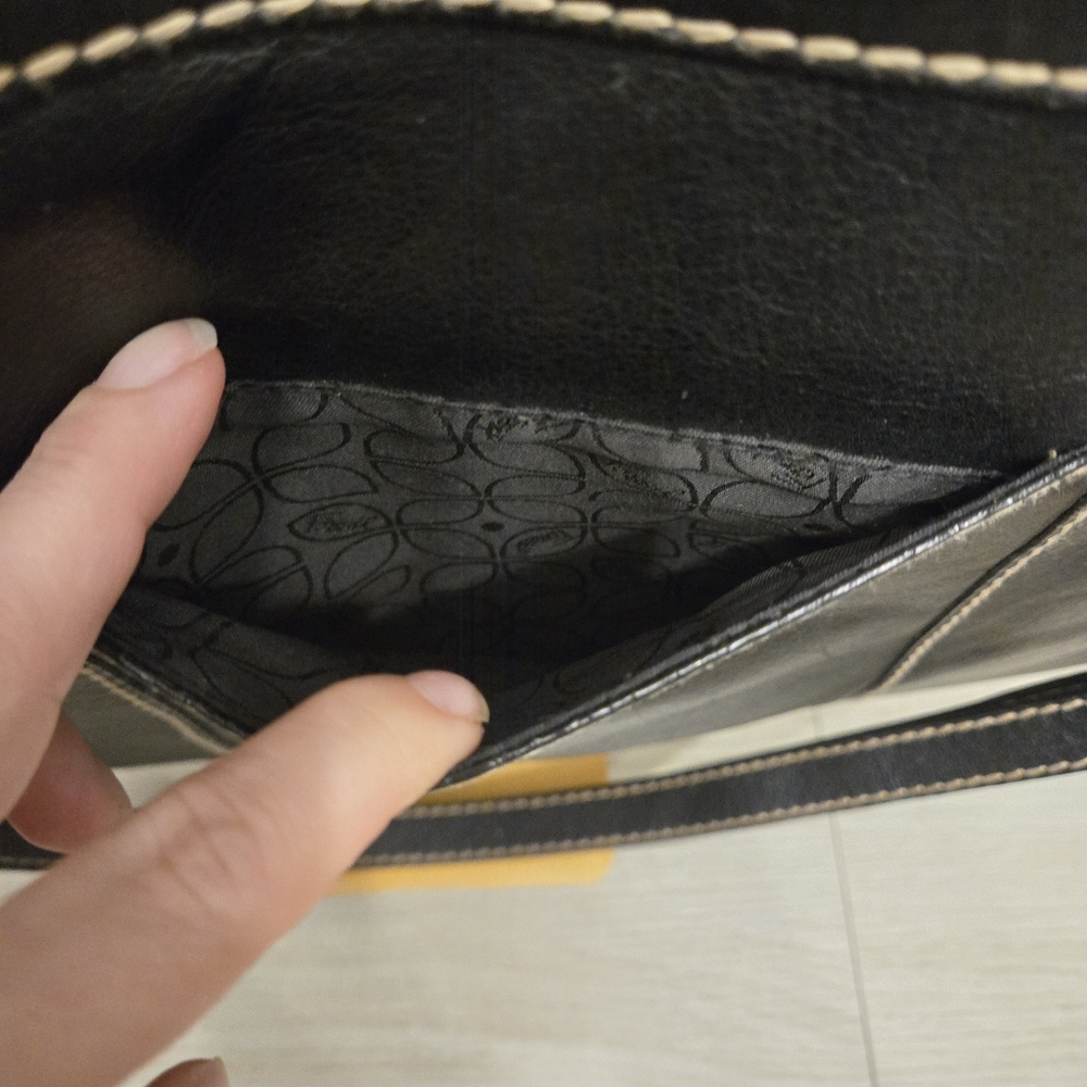 Fossil Black Pebbled Leather Laptop Bag With Cross Body Strap - Picture 3 of 7